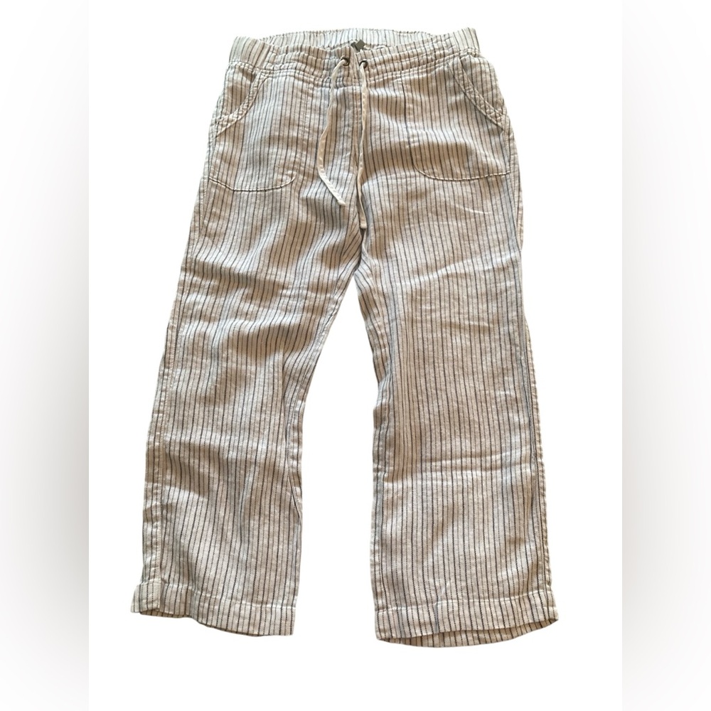 Athleta 100% Linen Herringbone Striped Pants. Size 14. - Picture 13 of 14